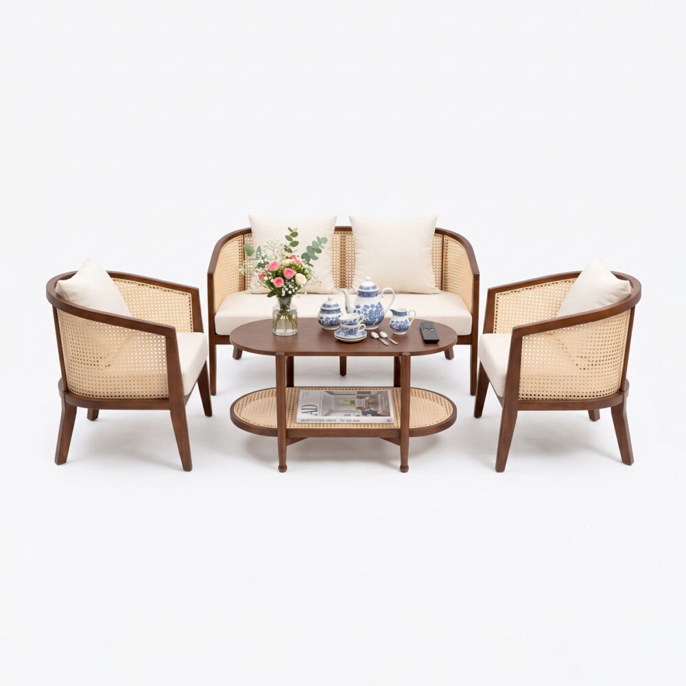 Bộ bàn ghế sofa Harvey gỗ Ash bọc vải CBSF003